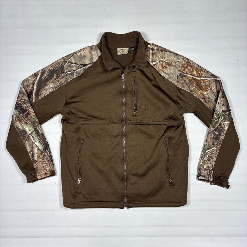 Tag Safari Brown Camo Soft-Shell Fleece Full Zip Jacket Outdoor Hunting Mens Med